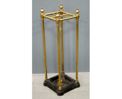 Brass and cast iron stick stand, 67cm x 22cm x 22cm