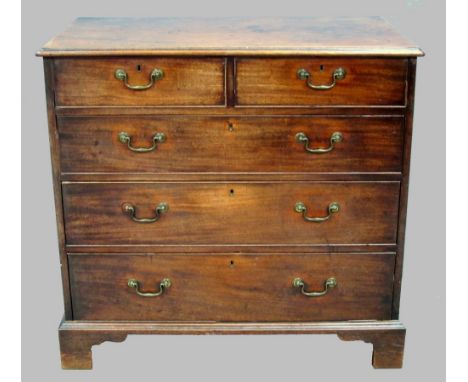 George III mahogany chest of two short over three long graduated drawers to bracket base 89cm x 95cm x 55cm