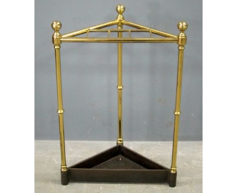 19th century style brass and cast iron triangular stick stand  61cm Provenance: Part of  collection of High quality reproduct