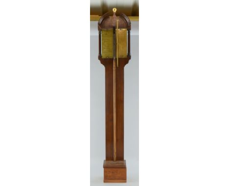 18th century mahogany stick barometer, with engraved brass plaques (major later alterations) 105cm high