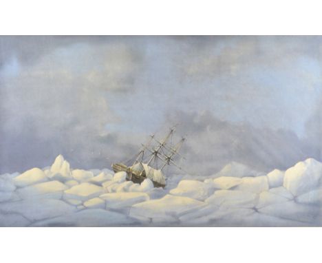 Set of three prints by Sir Edward Augustus Inglefield ( 1820- 1884) depicting Arctic exploration No 1 The Perilous situation 