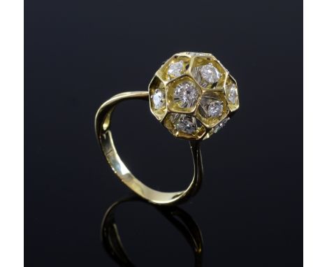 Diamond dress ring, comprising an orb with hexagonal openwork set with round brilliant cut diamonds Estimated total diamond w