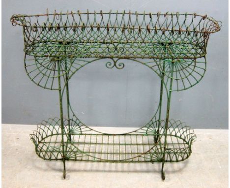 Late 19th/ Early 20th century oblong wirework garden planter, 90cm x 110cm x 30cm