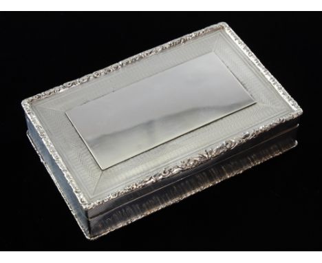 George V silver table snuff box with engine turned decoration and scrolling borders, by Henry Hodson Plante, London, 1920, 8.