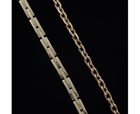 Two gold bracelets, one curb,  and one gate bracelet both 9ct gold