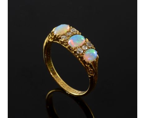 Early 20th century opal and diamond ring in 18ct gold mount