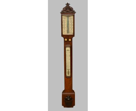 Late 19th century barometer by F. Newcombe & Co. London, mahogany case with ivory mounts 100cm