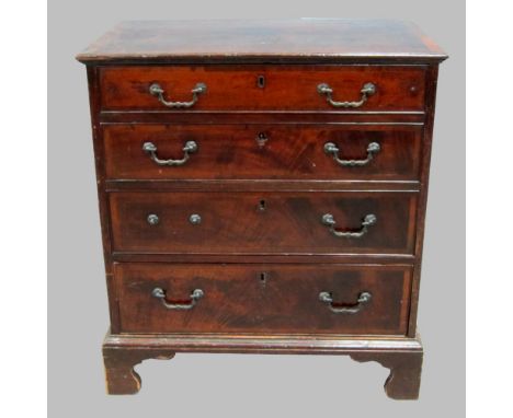 George III mahogany chest of four long graduated drawers to bracket feet 80cm x 73cm x 45cm
