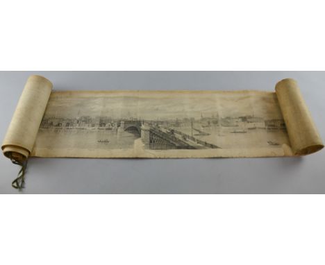 Unusual 19th century view of the 'North Bank of the Thames from Westminster Bridge to London Bridge, shewing that part of the