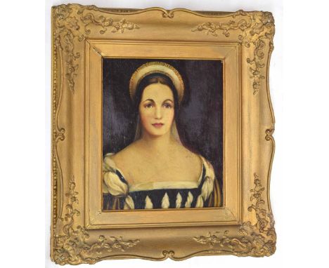 British School (19th/20th century) - Portrait of a lady head and shoulders wearing a black and white costume with headdress, 
