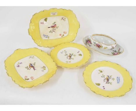 19th Century English Porcelain part dinner service in the manner of H&amp;R Daniel, comprising two serving platters, 11.5" wi