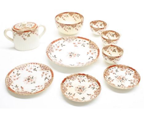 Samuel Radford 'Strawberry' pattern part dinner service, decorated with gilt geometric and floral motif with fruiting vines, 