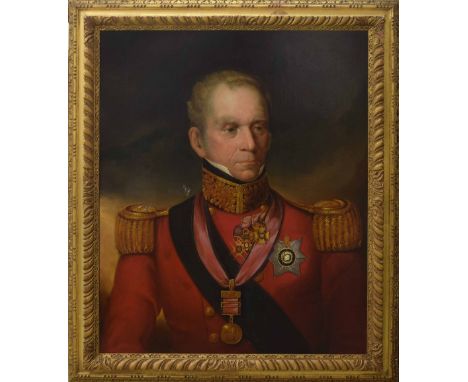 English School (circa 1830-1840) - Portrait of a gentleman in military uniform, half length wearing various medals and orders
