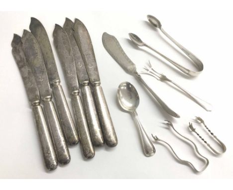 Collection of Sterling and plated flatware; including six J B Chatterley &amp; Sons plated fish knives, Bigelow Bros &amp; Ke