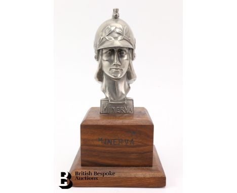 Minerva Goddess Head radiator mascot, as fitted to the famous Minerva Automobile, Belgium's finest car, produced from 1902 to