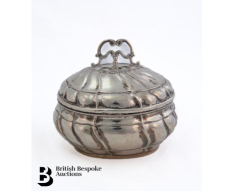 German silver sucrier, stamped 800, of scalloped form, approx 13.5 x 11 cms, approx 245 gms.&nbsp;