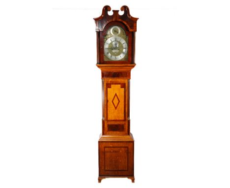 John Harry Pepper (1830-1847) Biggleswade, oak longcase clock, 12" arch brass dial mounted with a silvered chapter ring, bras