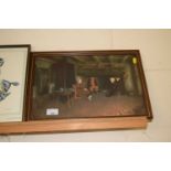 Print of a Victorian interior scene, framed and glazed