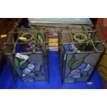 Two stained glass light shades