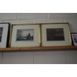Two framed and glazed watercolour etchings of seascapes and fishing harbour scenes, signed lower