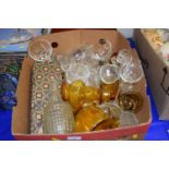 Box of mixed glass ware, drinking glasses, vases etc
