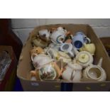 Large box of assorted teapots to include ceramic and porcelain examples