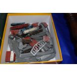 Small box of die cast metal toy trains to include Mallard etc