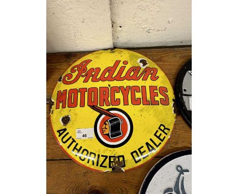 Indian Motorcycles enamel sign, width approx 30cm