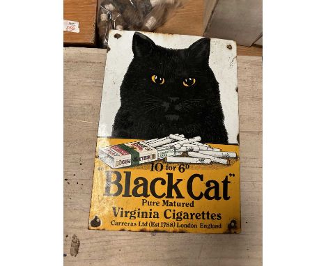 Black Cat enamel sign