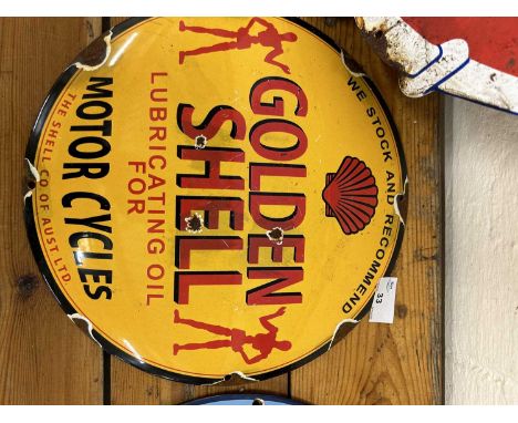 Golden Shell enamel sign, width approx 30cm