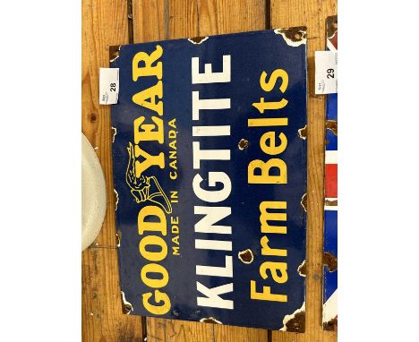 Goodyear Farm Belts enamel sign, width 30cm, height 20cm