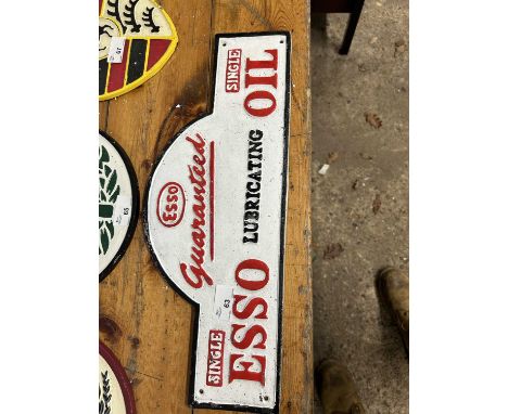 An Esso Oil cast advertising sign, width 46cm, height 18cm