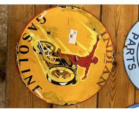 An Indian Spirit Gasoline enamel sign, width approx 30cm