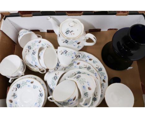 Colclough bone china tea service and a Bristol blue decanter and eye bath 