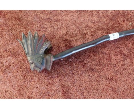 Unusual folk art native American pipe with carved Chief style bowl (length 51cm) 