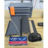 Drill Bit Tool Box, Sand Paper, Glasses