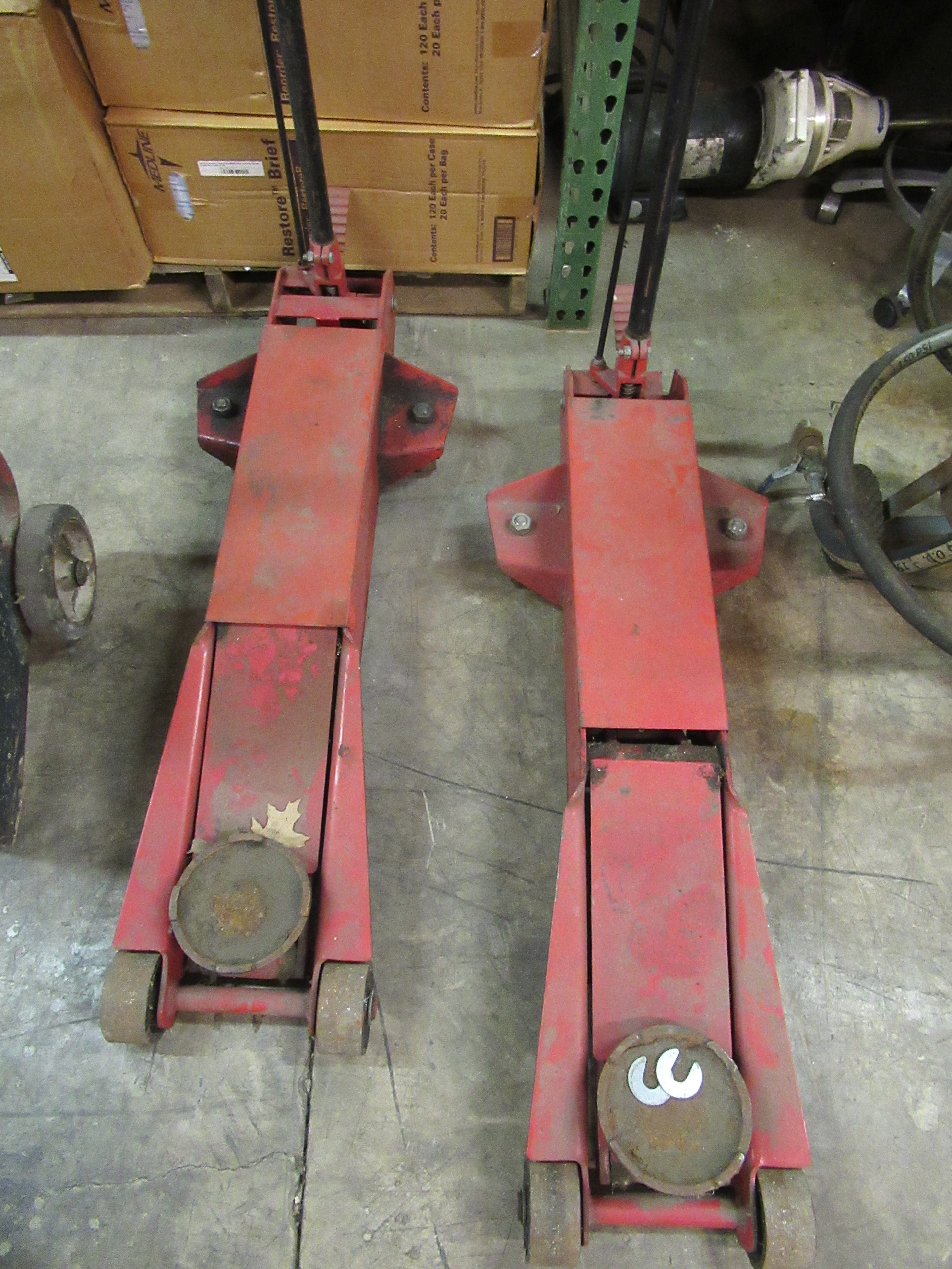 Lot of 2 Steelman Roll Around 5 Ton Hydraulic Car Jack Lifts