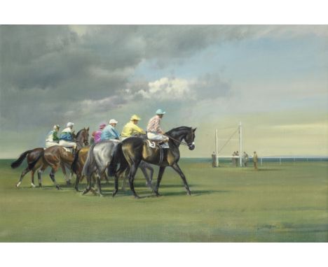 Frank Wootton (British, 1914-1998)Penny Post at Newmarketsigned 'Wootton' (lower right) oil on canvas 51.1 x 76.5cm (20 1/8 x