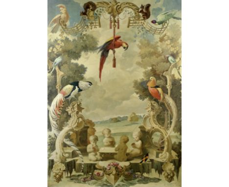 Andreas Duncan Carse (British, 1876-1938)Putti playing cardssigned 'A. Duncan Carse' (lower right) oil on canvas laid to boar