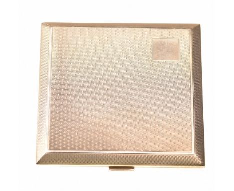 An Art Deco 9ct gold cigarette case Of square form, with engine turned decoration, vacant square cartouche, hallmarked Birmin