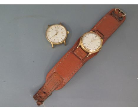 Two watches - an Omega Gents plated quartz wristwatch - no strap, not working wear to plate, a Kienzle manual wind wristwatch