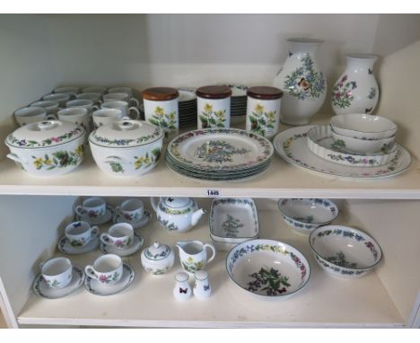 A Worcester - Herbs - dinner and tea service - including two tureens, two vases, three canisters and other table ware - sixty