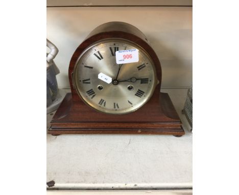 DOMED MAHOGANY MANTEL CLOCK