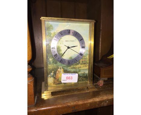 MATHEW NORMAN BRASS CLOCK WITH SCENE