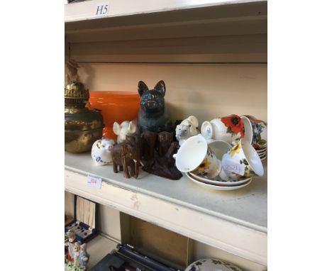 CUOS ANS SAUCERS, PIG MODELS AND OIL LAMP PARTS