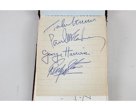 The Beatles and the Rolling Stones, signatures of John Lennon, Paul McCartney, George Harrison and Ringo Starr, on notepaper 