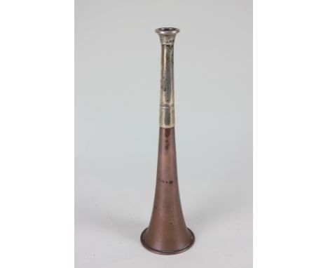 A silver and copper hunting horn by Kohler &amp; Son, of tapering circular form, 22.5cm