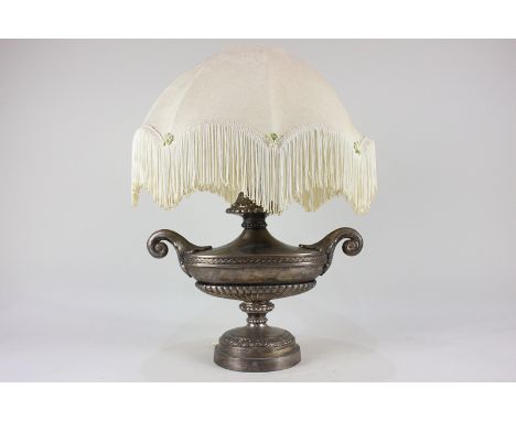 A silver plated classical style vase now as a table lamp 28cm high