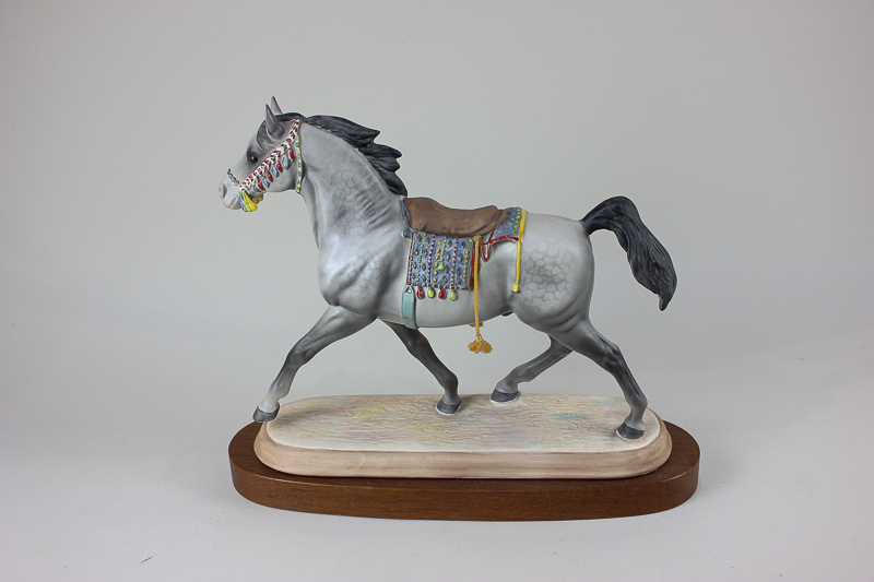 A Beswick connoisseur horse Arab stallion with saddle, in dappled grey