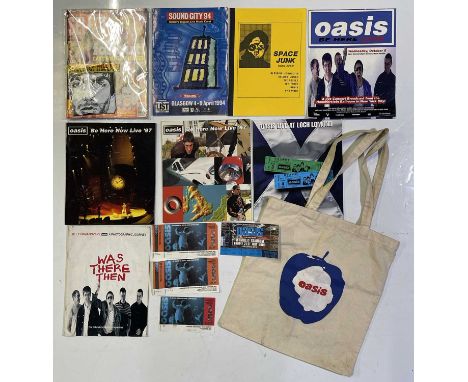 Seven publications to inc Oasis programmes inc Loch Lomond, 1997 Be Here Now, an Oasis zine. two ticket stubs, two complete t